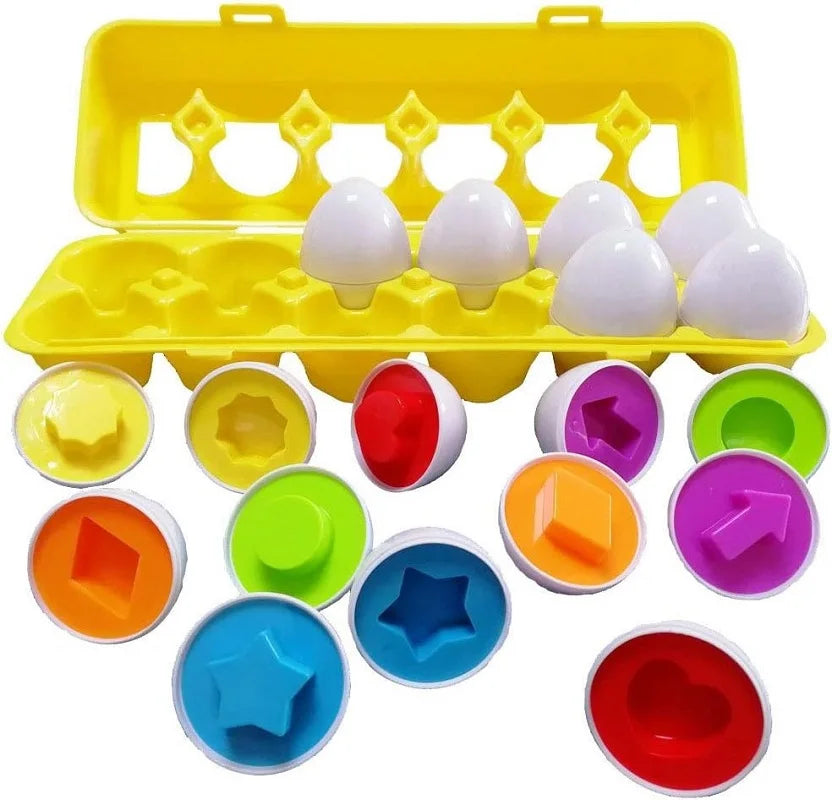 Coffret Œufs d’Éveil Montessori – Jeu d’Apprentissage des Formes et des Couleurs 🐣 (2-5 ans)