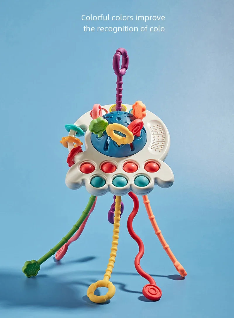 Jouet Bébé Sensoriel Multicolore – Tirage de Cordes & Motricité (6–36 mois)