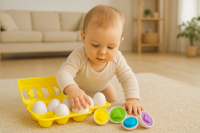 Coffret Œufs d’Éveil Montessori – Jeu d’Apprentissage des Formes et des Couleurs 🐣 (2-5 ans)